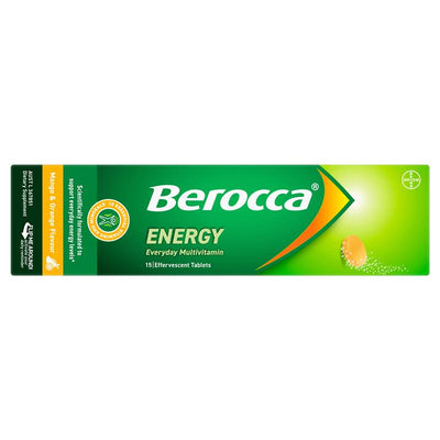 Berocca Energy Mango and Orange 15 Effervescent Tablets - Boost Your Energy Naturally