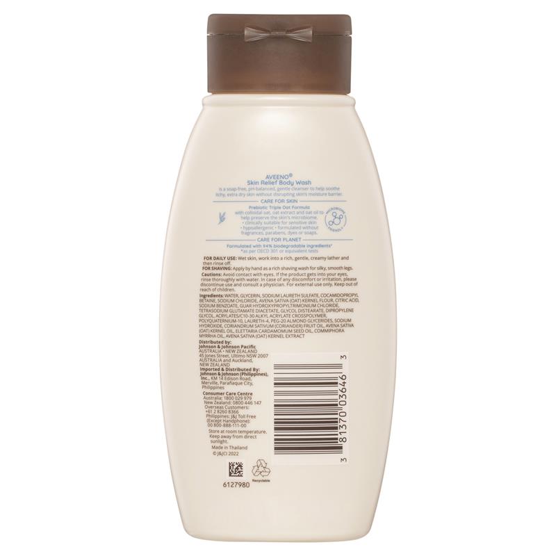Aveeno Skin Relief Fragrance-Free Body Wash 354ml for Sensitive, Dry Skin