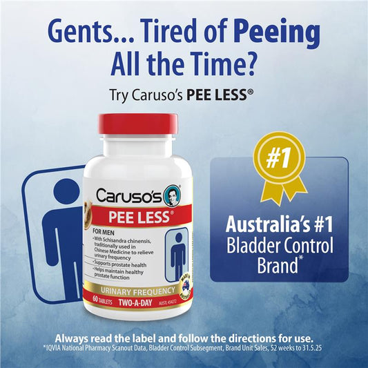 Caruso's Pee Less 60 Tablets - Men's Urinary Health Formula