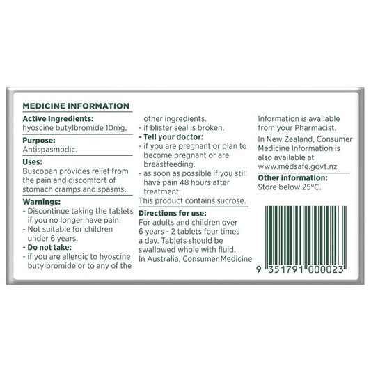 Buscopan Stomach Cramps Pain Relief 10mg Tablets - 20 Pack-Auzzi Store