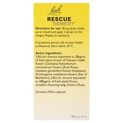 Bach® Rescue Remedy Spray 20ml – Natural Stress & Anxiety Relief, Vegan