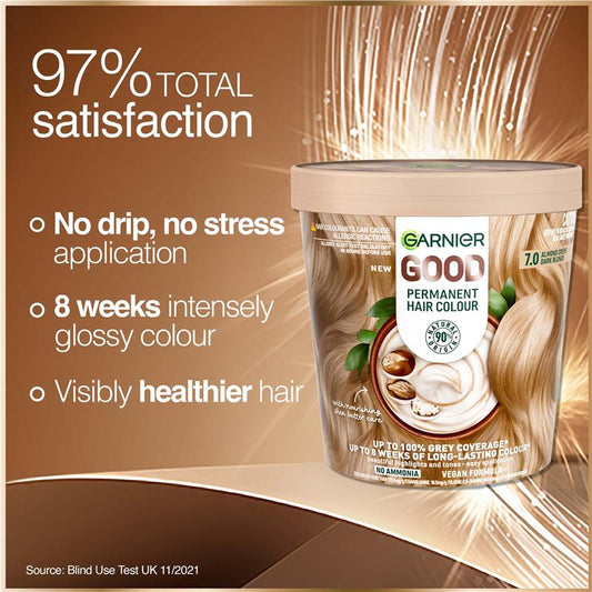 Garnier Good Hair Colour 7.0 Almond Creme - 90% Natural Formula