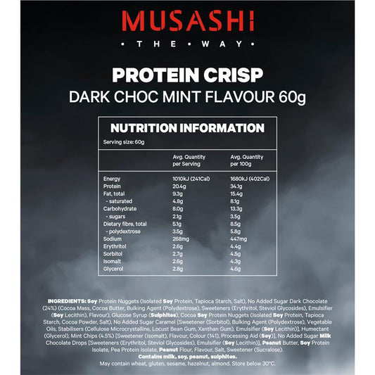 Musashi Protein Crisp Bar Choc Mint 60g - Delicious Protein Snack – view 2