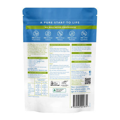 Bellamy's Organic Baby Rice with Prebiotic 125g - Gentle Nutrition for Your Little One