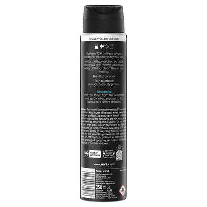 NIVEA Men Black & White 72H Protection Aerosol Deodorant 250ml