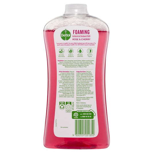 Dettol Antibacterial Foaming Hand Wash Refill - Rose & Cherry 900 ml - Auzzi Store