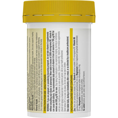 Swisse Ultiboost Zinc+ with Vitamins A B6 Magnesium - 60 Tablets