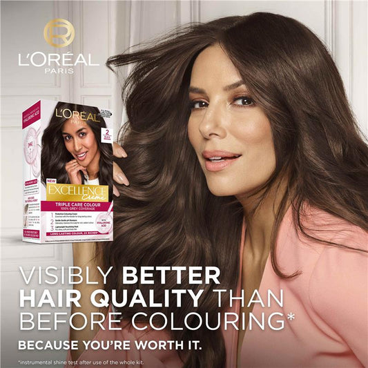 L'Oreal Excellence Creme 2 Black Brown Hair Colour - 1 Unit - Auzzi Store