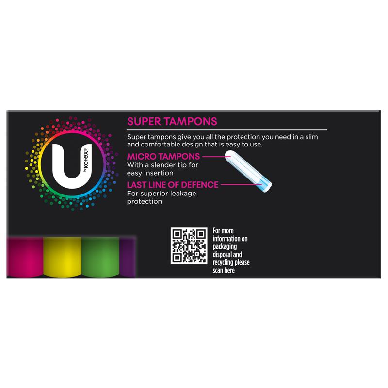 U by Kotex Super Slim Tampons 32-Tempons for Heavy Flow Protection