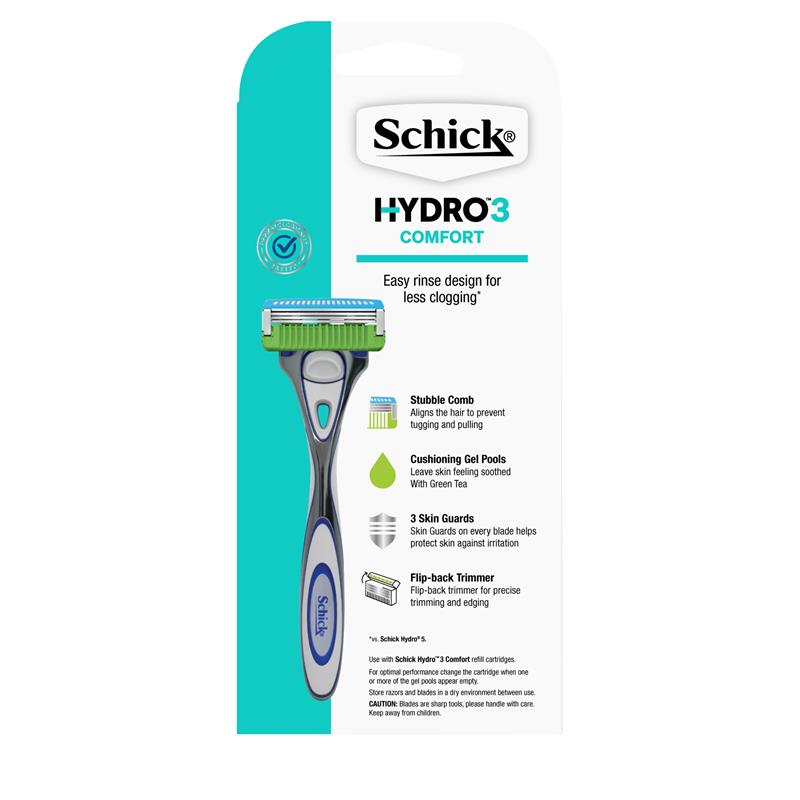 Schick Hydro 3 Men's Razor Kit – 3 Blade Ultra Glide with Hydrating Gel Pools