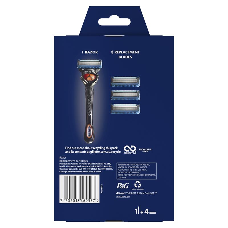 Gillette Fusion5 ProGlide TerraCycle Starter Pack - Razor, 3 Blades & Cap