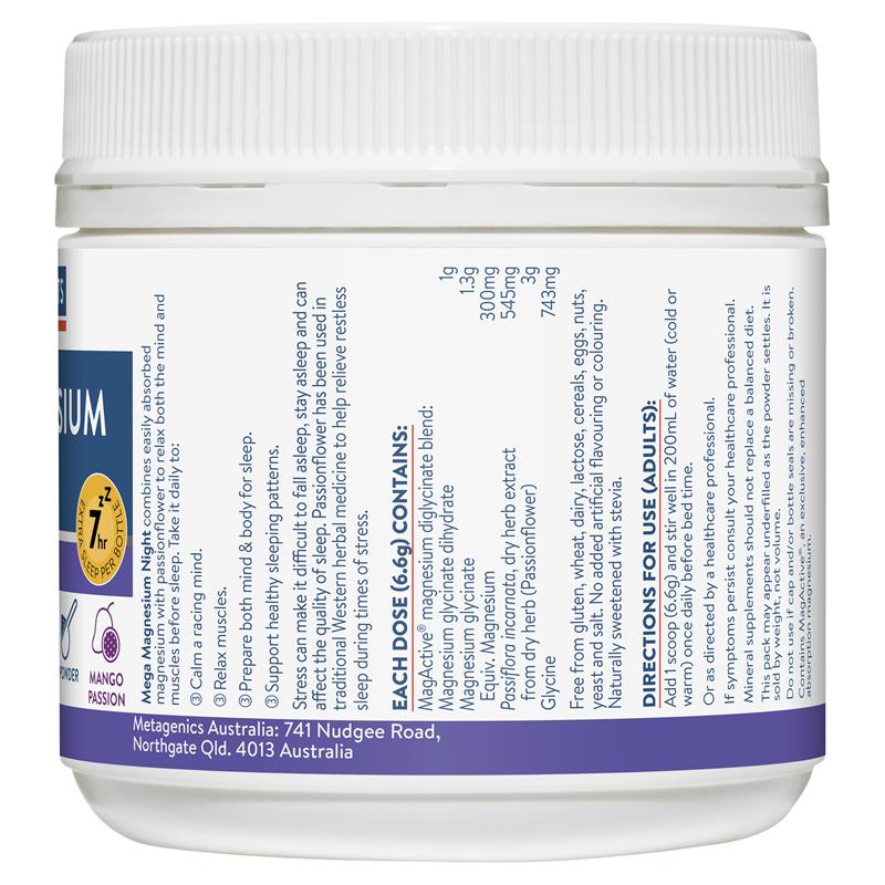 Ethical Nutrients Mega Magnesium Night 126g Powder - Sleep Support - Auzzi Store
