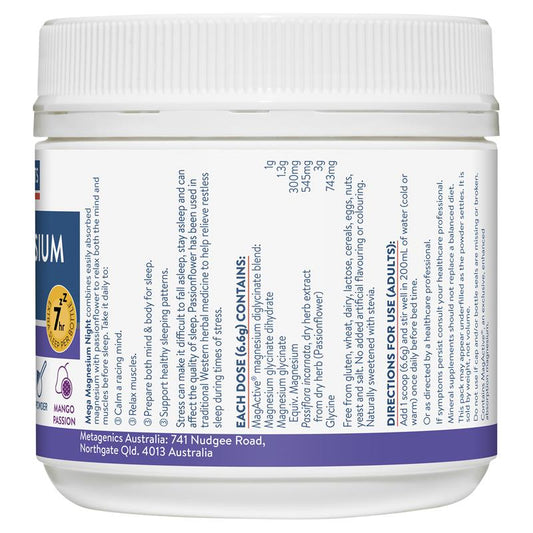 Ethical Nutrients Mega Magnesium Night 126g Powder - Sleep Support - Auzzi Store