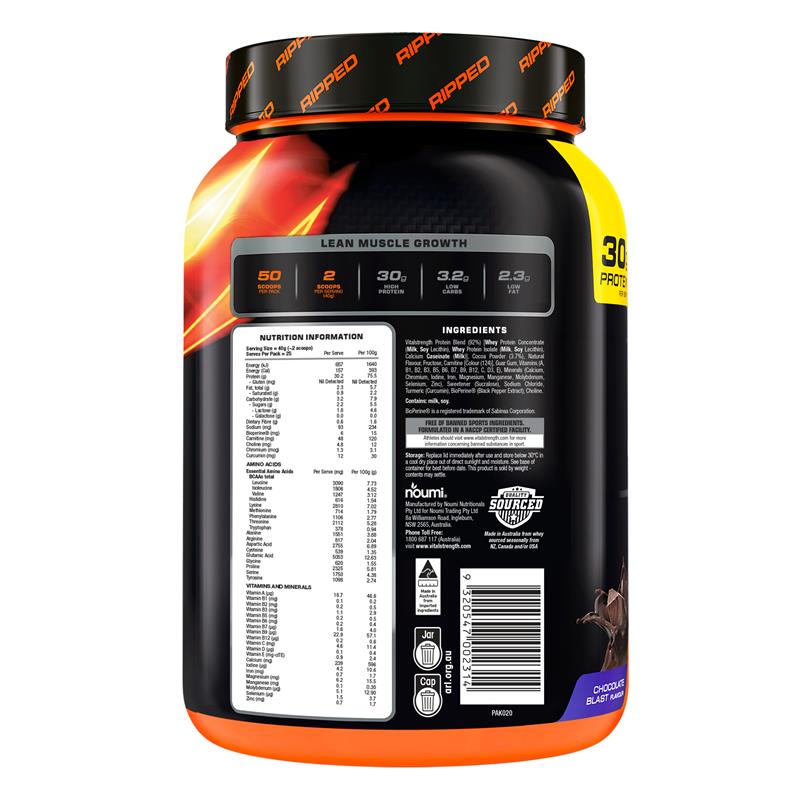 Vital Strength Hydroxy Ripped Thermogenic Protein Powder - Chocolate Flavor (1kg)-Auzzi Store