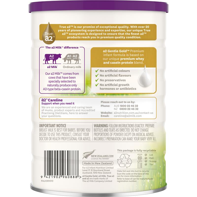 A2 Gentle Gold Premium Infant Formula Stage 1 From Birth 800g - Optimal Nutrition for Infants