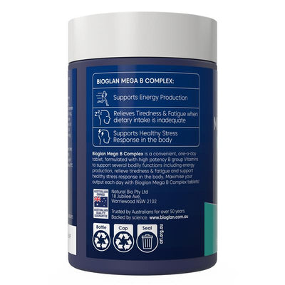 Bioglan Mega B Complex 90 Tablets – Energy, Stress & Immune Support, Vegan