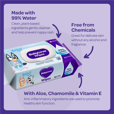 Babylove Water Wipes - 80 Pack