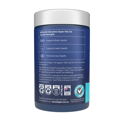 Bioglan Super Fish Oil Double Strength Odourless 200 Capsules Omega-3