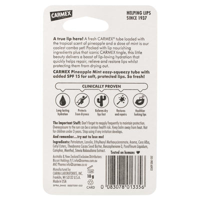 Carmex Lip Balm Pineapple Mint Squeeze Tube 10g - Tropical Hydration