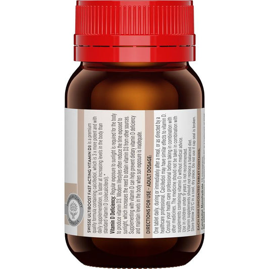 Swisse Ultiboost Fast Acting Vitamin D3 - 90 Tablets for Enhanced Bone and Muscle Health