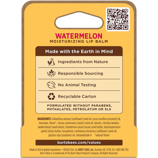 Burt's Bees Watermelon Lip Balm 4.25g - 100% Natural Hydration - Auzzi Store