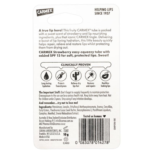 Carmex Lip Balm Strawberry Squeeze Tube - 10g – view 2