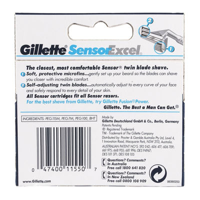Gillette Sensor Excel Twin Blade Shave Cartridges - Pack of 5