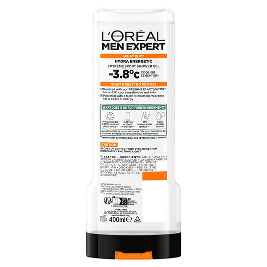 L'Oreal Paris Men Expert Hydra Energetic Extreme Sport Shower Gel 400ml - Energizing Cleanse