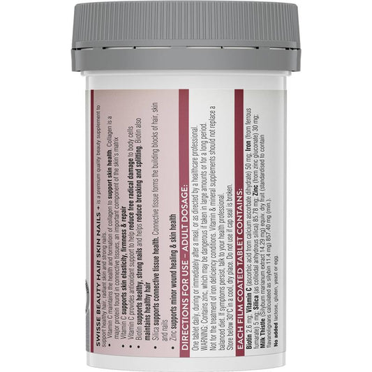 Swisse Beauty Hair Skin Nails+ - 60 Tablets for Radiant Beauty-Auzzi Store