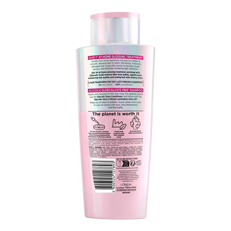 L'Oreal Paris Elvive Glycolic Gloss Shampoo 200ml - At-Home Hair Glossing Treatment