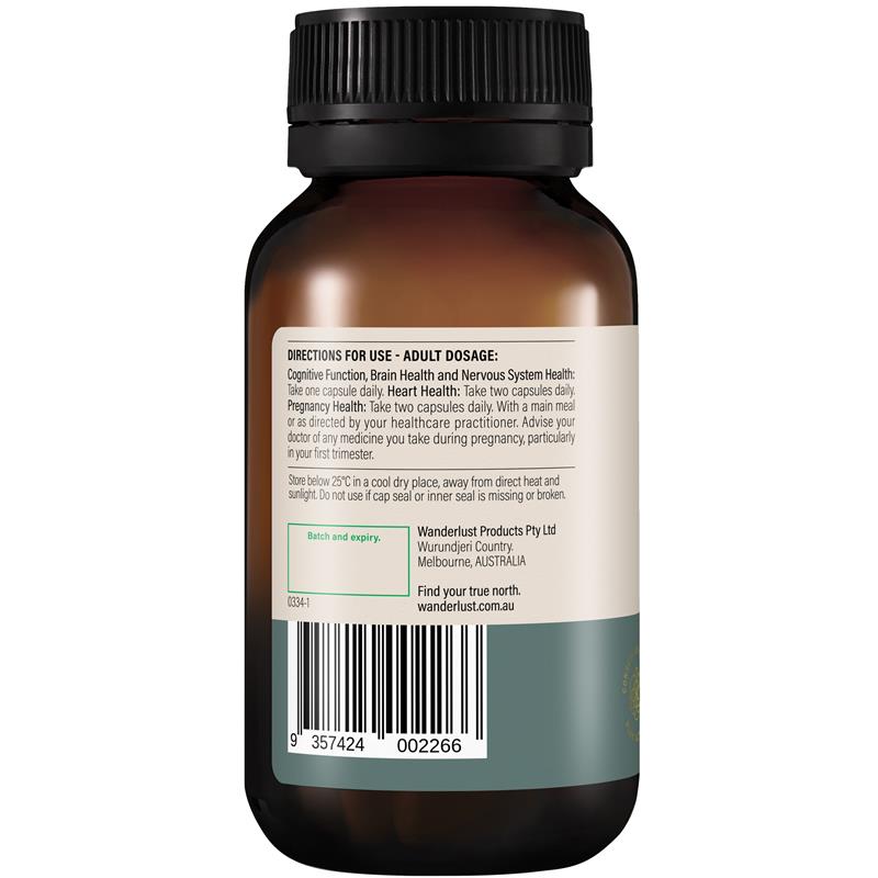 Wanderlust Plant Omega 3 60 Capsules - Vegan Heart and Brain Health