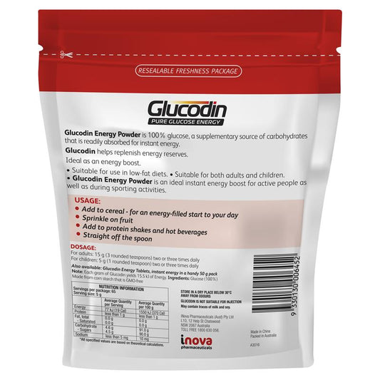 Glucodin Glucose Powder 325g Zip Bag – Instant Energy for Sports – view 2