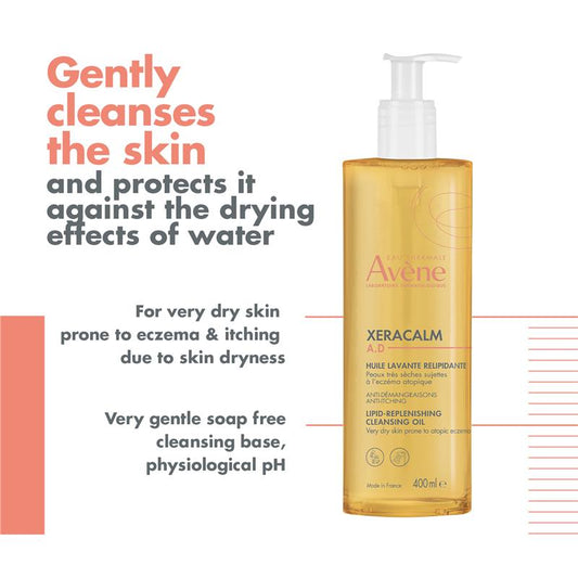 Avene XeraCalm A.D Cleansing Oil 400ml - Gentle Cleanser for Eczema-Prone Skin-Auzzi Store