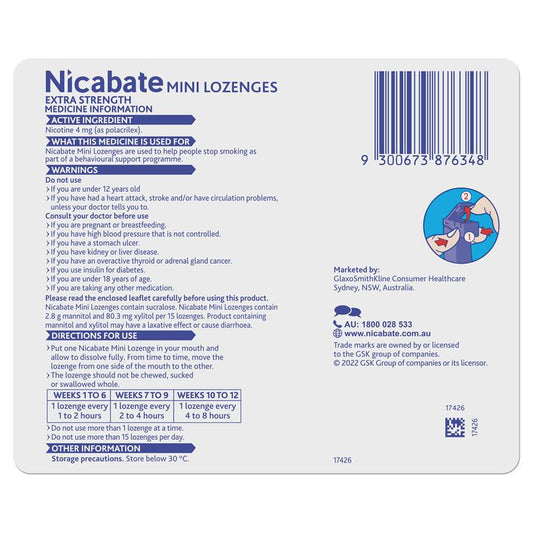 Nicabate Minis 4mg - 60 Lozenges for Effective Craving Control – view 2