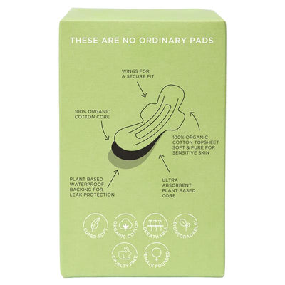 TOM Organic Ultra Thin Regular Pads, 10-Pads, 100% Organic Cotton