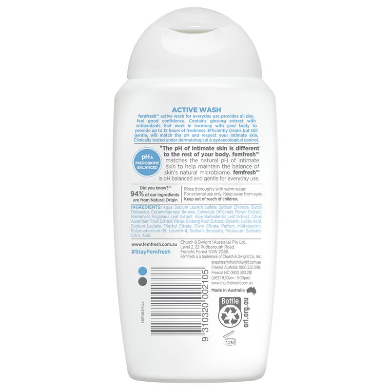 Femfresh Intimate Wash with Ginseng & Silver Ions, 250ml