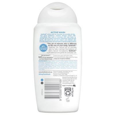 Femfresh Intimate Wash with Ginseng & Silver Ions, 250ml