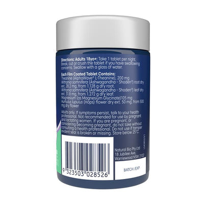 Bioglan L-Theanine PM Calm & Sleep with Magnesium & Ashwagandha - 50 Tablets