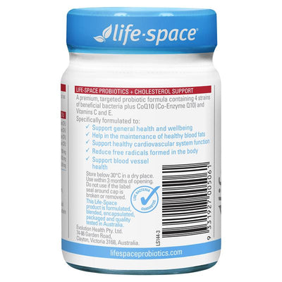 Life-Space Probiotic with CoQ10 & Vitamins C/E for Cholesterol Support - 50 Caps