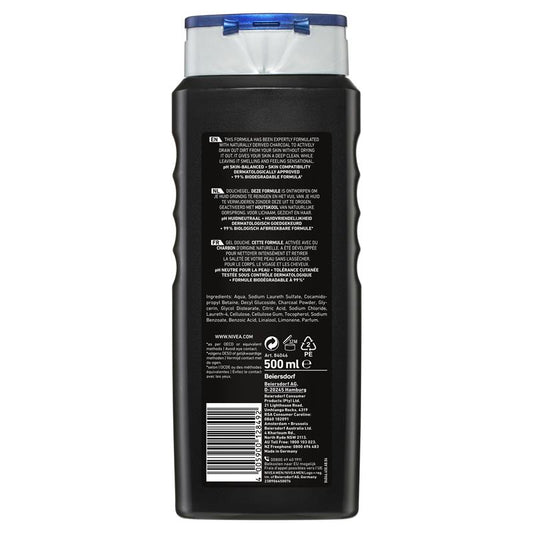 NIVEA MEN Active Clean 3-in-1 Shower Gel with Active Charcoal, 500ml – view 2