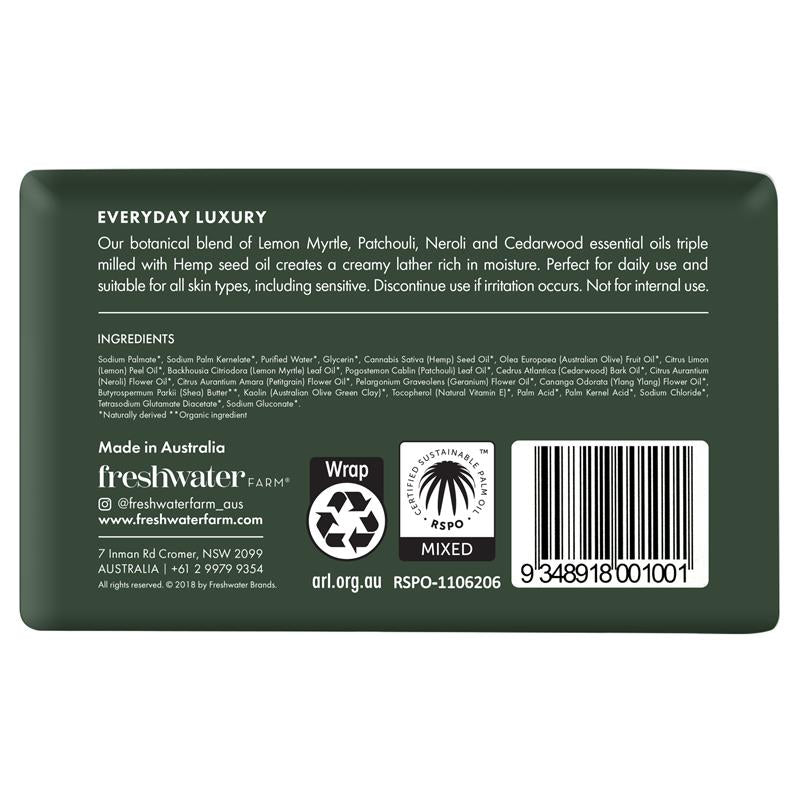 Freshwater Farm Hemp Body Bar 200g – Hydrating Olive & Shea Butter, Triple-Milled