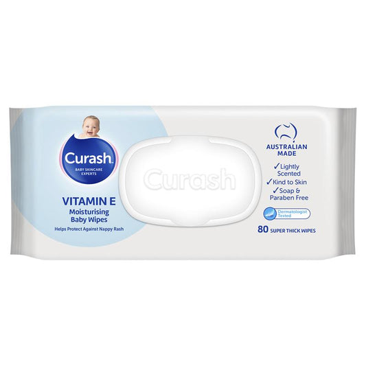 Curash Baby Wipes Original Vitamin E 3 x 80 Bulk Pack - Gentle Care for Baby-Auzzi Store