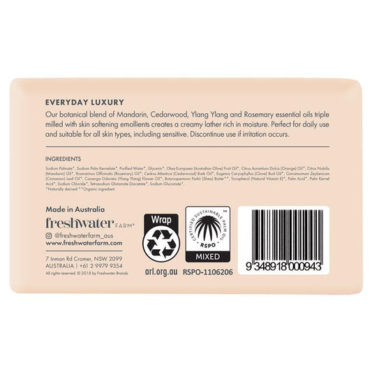 Freshwater Farm Mandarin Cedarwood Body Bar 200g – Moisturizing – view 2