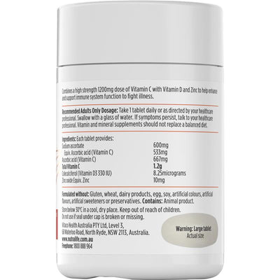 Nutra-Life High Strength Vitamin C 1200 + D + Zinc (60 Tablets)