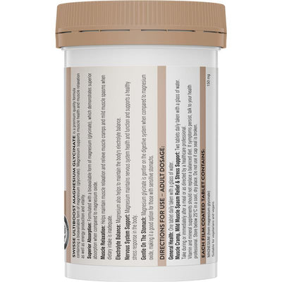 Swisse Ultiboost Magnesium Glycinate 150mg Bioavailable – 60 Vegan Tablets