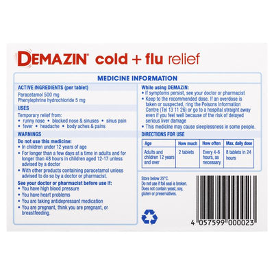 Demazin Cold & Flu Relief - 48 Tablets