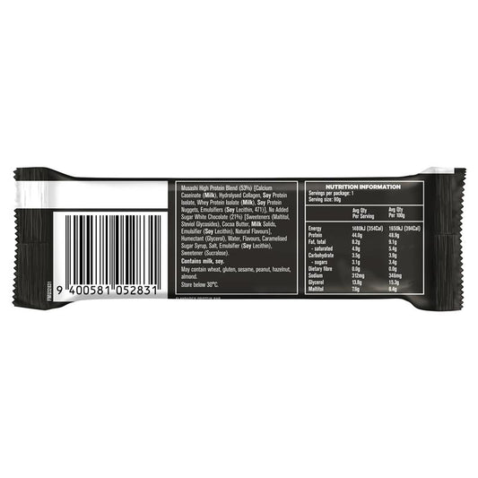 Musashi High Protein White Choc Caramel 90g - Delicious Protein Snack