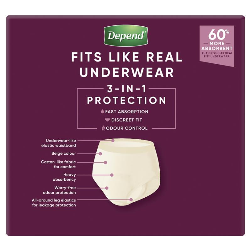 Depend Real Fit Super Disposable Underwear for Women, Medium, 1x16 Pack