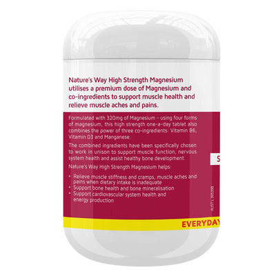 Nature's Way High Strength Magnesium 600mg with B6, D3 & Manganese - 300 Tablets