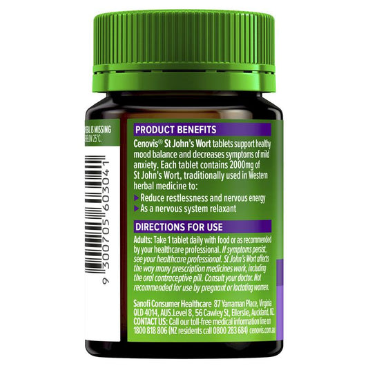 Cenovis St Johns Wort 60 Tablets - Natural Mood Support-Auzzi Store